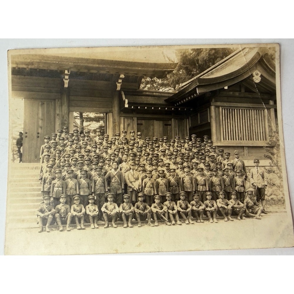 1938 Japanese School Trip Photo Takano Shrine Class B Show Era Japan